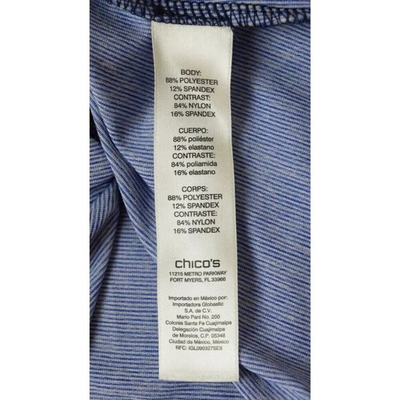 CHICO'S ZENERGY STRIPED BLUE RUCHED ATHLETIC SLEEVELESS TOP - Picture 6 of 7
